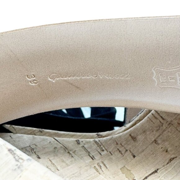 Gianvito Rossi size 39 9 Cork Platform Sandals Ankle Tie Strap Black Suede shoes - Picture 13 of 14